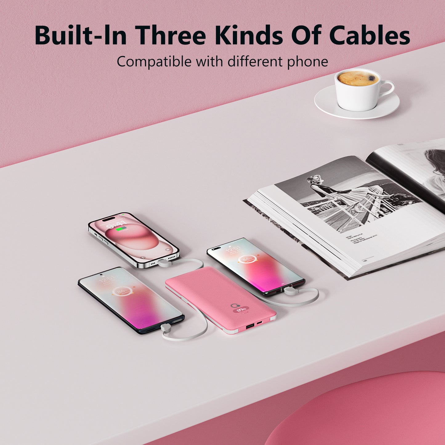 USB C fast charging 20W 10000mAh Portable Power bank Charger with Built-in Cables and AC outlet, USB C Fast Charging Power Bank with 3 Cords for iPhone,Tablet,Smart Phones (Copy)