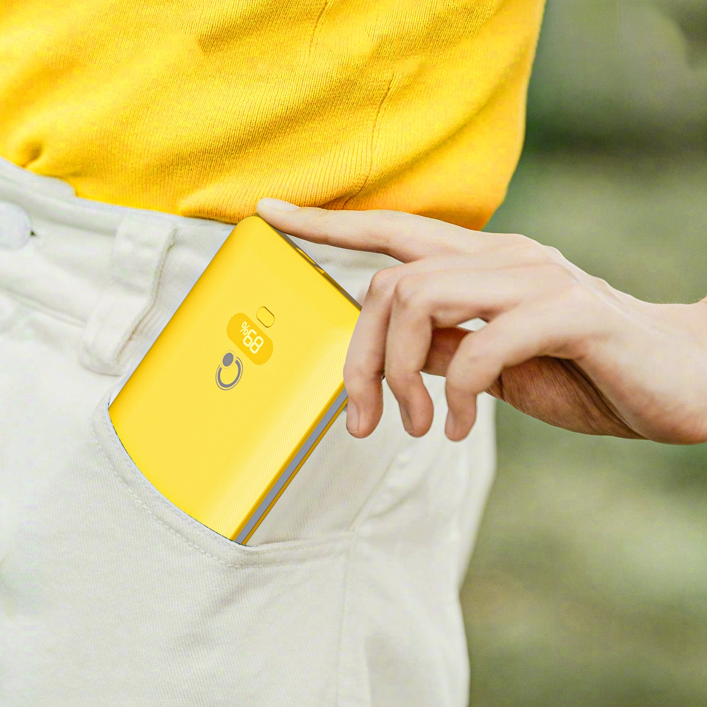 10000mAh 20W Portable Charger with Built-in Cables and AC Wall Plug, USB C Fast Charging Power Bank with 3 Cords,5 Output External Battery Pack Compatible with iPhone,Tablet and All Smart Phones Yellow