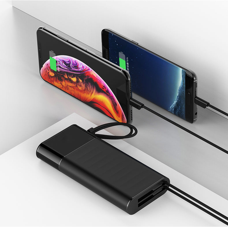 20000mah portable charger battery bank Charger, Ultra Slim USB C Power Bank,External Battery Pack with Built-in AC Wall outletPlug,Built in charging Cables for All mobilephone