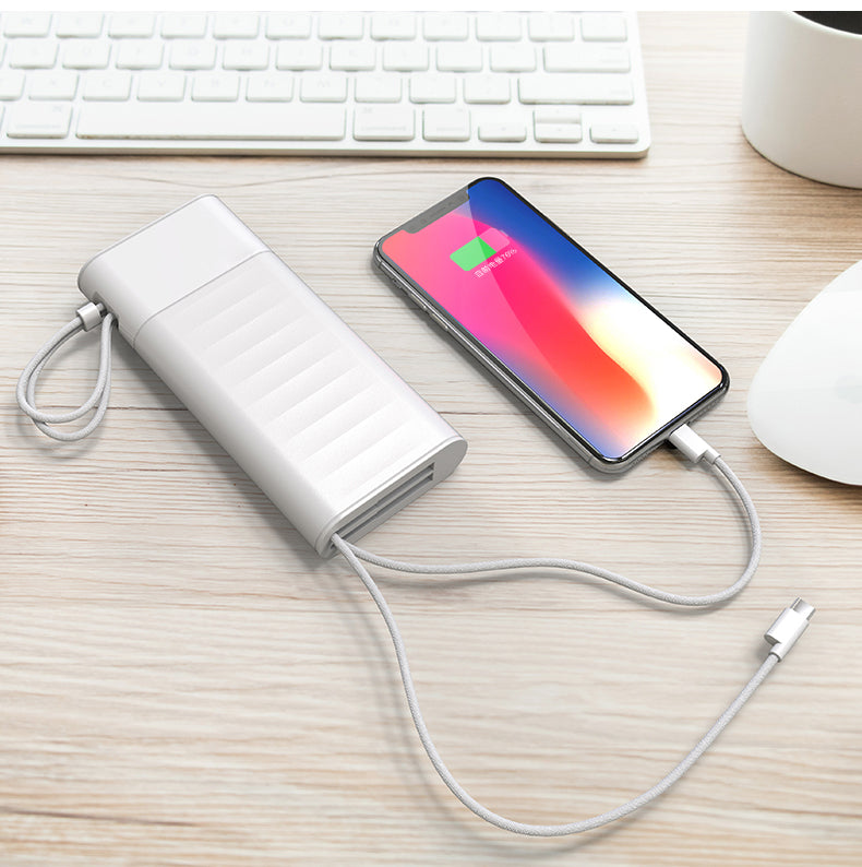 20000mah portable charger battery bank Charger, Ultra Slim USB C Power Bank,External Battery Pack with Built-in AC Wall outletPlug,Built in charging Cables for All mobilephone