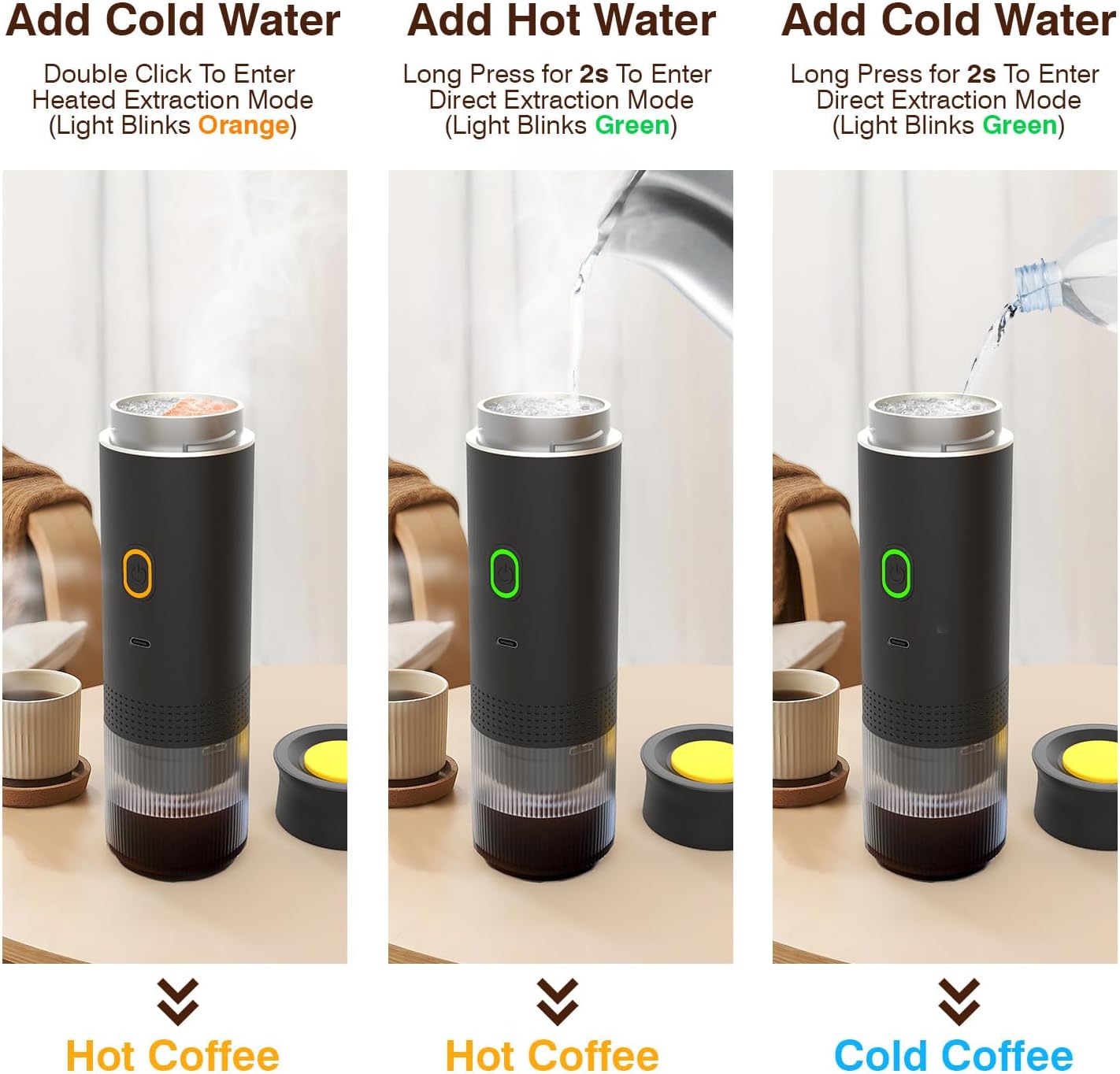 Q 3 in1 Portable Espresso Machine,Mini Travel Coffee Maker Rechargeable USB C Port,20Bar Self-Heating Ground&Capsule with Small Tea Cup for Car,Office,Camping,RV