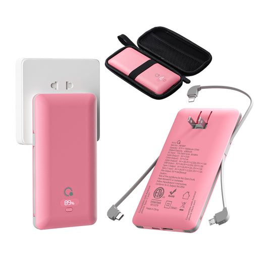 USB C fast charging 20W 10000mAh Portable Power bank Charger with Built-in Cables and AC outlet, USB C Fast Charging Power Bank with 3 Cords for iPhone,Tablet,Smart Phones (Copy)