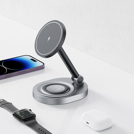 2-in-1 Charging Station, 2X Faster 15W Wireless Charging Station for iPhone 16/15/14/13/12, for Apple Watch, AirPods, Magnetic Wireless Charger