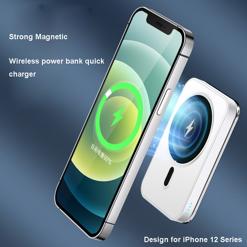 Magnetic Wireless Power Bank Portable Charger 20W Upgraded Half Mini Size Large Battery Pack CapacityDesign for iPhone12/12 Pro/12 Pro Max/12Mini