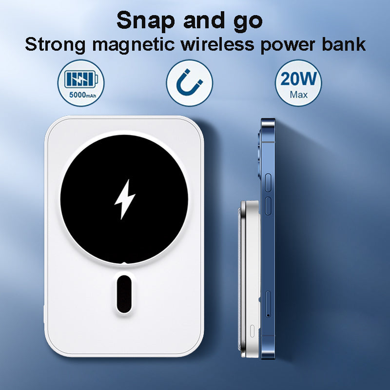 Magnetic Wireless Power Bank Portable Charger 20W Upgraded Half Mini Size Large Battery Pack CapacityDesign for iPhone12/12 Pro/12 Pro Max/12Mini